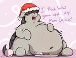  abstract_background black_hair christmas cookie cup cutie_mark equine eyes_closed female friendship_is_magic fur graphene grey_fur hair hat holidays hooves horse long_hair mammal my_little_pony navel obese octavia_(mlp) open_mouth overweight pony santa_hat sitting smile solo text 
