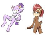  anthro back blaze_the_cat butt cat chipmunk cum duo feline female goshaag hindpaw human_feet lying mammal nude open_mouth paws pussy rodent sally_acorn sega smile sonic_(series) 