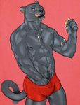  anthro black_panther clothing ear_piercing feline koutou male mammal muscles nipple_piercing nipples panther piercing solo underwear 