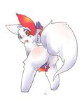  after_sex anus black_nose brown_eyes butt cum cum_in_pussy cum_inside cum_on_ground female fur looking_at_viewer looking_back nintendo plain_background pok&eacute;mon pussy rear_view smile solo standing teet tongue unknown_artist video_games white_background white_fur zangoose 