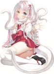  1girl blue_eyes heterochromia japanese_clothes long_hair looking_at_viewer original panties sazaki_ichiri simple_background snake solo thighhighs underwear white_background white_panties white_snake 