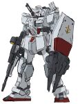  absurdres beam_rifle commentary_request earth_federation energy_gun gundam gundam_ex gundam_requiem_for_vengeance highres machinery mecha mecha_focus mecha_kaku_man mobile_suit robot roundel science_fiction shield sketch v-fin weapon white_background 