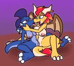 2025 2_horns 3_toes anthro anthro_on_anthro big_breasts blue_eyes breast_squish breasts brown_body brown_markings brown_scales brown_wings claws clitoris collar collar_only dragon european_mythology eye_roll eyebrows feet female female/female french_kissing fur genitals hair half-closed_eyes head_grab hi_res horn intraspecies kissing markings mythological_creature mythological_scalie mythology narrowed_eyes nipples nude orange_body orange_fur orange_hair pink_nipples pink_pussy pupils purple_eyes purple_hair purple_pupils pussy raised_eyebrow red_body red_fur red_hair ruby_(ultilix) scales scalie sex slit_pupils squish toe_claws toes tongue tongue_out tribadism ultilix vaginal western_dragon white_body white_claws white_horn white_scales wings yellow_body yellow_scales