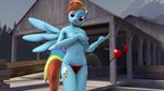  2014 3d anthro anthrofied bikini breasts cgi clothing equine female friendship_is_magic generalthunderbat hair looking_at_viewer mammal multicolored_hair my_little_pony outside pegasus rainbow_dash_(mlp) rainbow_hair solo source_filmmaker swimsuit wings 