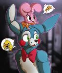  anais_watterson animatronic anthro avian bird chica_(fnaf) chicken duo female five_nights_at_freddy&#039;s five_nights_at_freddy&#039;s_2 food green_eyes lagomorph machine male mammal mechanical pizza rabbit robot the_amazing_world_of_gumball toy_bonnie_(fnaf) unseen_character xnirox 