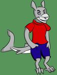  barefoot blue_eyes emocat fish green_background looking_at_viewer male mammal marine nsyse plain_background shark smile solo 