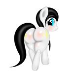  big_butt black_hair blue_eyes blush butt cutie_mark equine fan_character female fur hair hooves horse klavinova long_hair looking_at_viewer looking_back mammal my_little_pony plain_background pony presenting raised_tail rear_view smile solo 