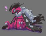  &lt;3 2015 ambiguous_gender avian blue_eyes butt claws feral fur grey_background horn legendary_pok&eacute;mon looking_at_viewer nintendo plain_background pok&eacute;mon shadow sitting solo toe_claws video_games wings yveltal ちゅんた_(artist) 