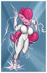  2015 anthro anthrofied big_breasts blue_eyes breasts clothed clothing earth_pony equine female fili-second_(mlp) friendship_is_magic fur hair horse looking_at_viewer mammal my_little_pony pink_fur pink_hair pinkie_pie_(mlp) pony power_ponies_(mlp) running sanders skinsuit solo tight_clothing 