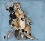  2015 anatomically_correct anatomically_correct_pussy animal_genitalia anthro anthro_on_feral antlers balls bestiality cervine claws cum cum_in_pussy cum_inside deer duo ear_tag erection feline female feral fluff fur hair hindpaw horn interspecies jb_greymane krimzen_redwing lion male mammal nipples nude on_top open_mouth pawpads paws penetration penis plain_background predator/prey_relations presenting pussy reverse_cowgirl_position sex snarling spread_legs spreading straight teats toes tongue vaginal vaginal_penetration 