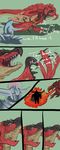  ambiguous_gender blue_eyes card_crusher comic dragon english_text feral flying_wyvern holding human humor hunter male mammal monster_hunter plain_background rathalos reptile scalie text tongue tongue_out unknown_artist video_games wyvern 