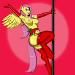  anthro anthrofied areola breasts clothing colored dancing edit elbow_gloves equine female fluttershy_(mlp) friendship_is_magic garter_belt gloves hair hyperstorm_h kevinsano legwear lingerie long_hair mammal money my_little_pony nipples pegasus pole pole_dancing solo sweat wings yellow_skin 