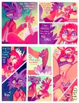  2014 alice_(floraverse) anthro anus bow breasts canine cat clitoris clothing collar comic cute dialogue duo_focus english_text faun feline female floraverse fur group horn improvised_dildo jacklyn_(floraverse) kemono lesbian maid maid_uniform mammal nipples open_mouth peche_(floraverse) purplekecleon pussy red_eyes satyr tears teeth text wolf 