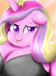  abstract_background anthro big_breasts braffy breasts cleavage clothed clothing digital_media_(artwork) equine female friendship_is_magic fur hair horn huge_breasts long_hair looking_at_viewer mammal multicolored_hair my_little_pony obese overweight pink_fur princess_cadance_(mlp) purple_eyes smile solo tongue unicorn 