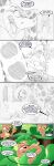  2015 absurd_res anaconda anthro blade boa_(snake) boinae brown_body buckteeth coiling colored comic cuddling curvy_female curvy_figure dialogue duo english_text female feral forest fur green_body group hair herpestid hi_res jajuka jasper_(tacokurt) jungle jungle_background lagomorph leporid limbless long_ears male male/female male/male mammal mongoose monochrome open_mouth plant rabbit reptile roma_(tacokurt) scalie serpentine simple_background size_difference snake sol_(tacokurt) speech_bubble tacokurt tail teeth text tree weapon yellow_eyes 