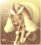  2013 anthro black_sclera blush breasts brown_fur cute female fur lagomorph latiar long_ears lopunny mammal nintendo one_eye_closed pink_eyes pok&eacute;mon pok&eacute;morph rabbit seductive tongue video_games white_fur wink 