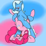  abstract_background blue_eyes blue_fur blue_hair clitoris cutie_mark drooling duo equine female friendship_is_magic fur hair hooves horn horse lesbian long_hair mammal my_little_pony open_mouth pavlovzdawg pink_fur pink_hair pinkie_pie_(mlp) purple_eyes pussy pussy_juice saliva sex smile tongue tongue_out tribadism trixie_(mlp) two_tone_hair unicorn 