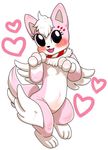  black_eyes blush canine cute dog female feral fur kemono mammal mascot pink_fur shibasaki_saki solo unknown_artist 