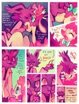  2014 alice_(floraverse) anthro bow breast_suck breasts canine cat cherry clothing collar comic cute dialogue duo_focus english_text faun feline female floraverse fur group horn jacklyn_(floraverse) kemono kissing lesbian maid maid_uniform mammal nipples open_mouth peche_(floraverse) purplekecleon pussy red_eyes satyr sex smile teeth text thick_thighs wide_hips wolf 
