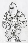  armor clothing cute dr.tanner duo hand_holding hug king_knight male not_furry pen_(artwork) shovel_knight size_difference traditional_media_(artwork) treasure_knight unknown_species 