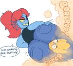 2021 alphys anthro aquatic big_butt bite biting_lip biting_own_lip blue_body bottomwear bubble_butt butt clothed clothing command denim denim_bottomwear denim_clothing dialogue digital_drawing_(artwork) digital_media_(artwork) dominant dominant_female drawful-s duo english_text eye_patch eyewear face_in_ass fart fart_cloud fart_fetish farting_on_another farting_on_face female female/female fin fish glasses hair hand_on_butt hand_on_own_butt head_fin headscissor hi_res jeans lidded_eyes lying on_side onomatopoeia orange_fart_cloud pants ponytail red_hair reptile round_glasses scalie self_bite sharp_teeth shirt simple_background sound_effects speech_bubble stinkface submissive submissive_female talking_to_another talking_to_partner teeth text tight_bottomwear tight_clothing tight_jeans tight_pants toony topwear undertale_(series) undyne wearing_glasses white_background wide_hips