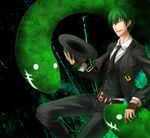  bad_id bad_pixiv_id belt blazblue formal green_hair hat hazama male_focus necktie solo varuru 