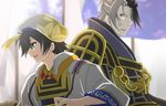  anime_coloring armor bad_id bad_pixiv_id black_hair hat kuroda_kanbei multiple_boys profile sakura_(lilak_a) sengoku_musou short_hair takenaka_hanbee_(sengoku_musou) 