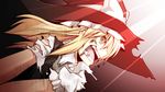  blonde_hair blood hat kirisame_marisa long_hair noya_makoto open_mouth solo teeth torn_clothes touhou witch_hat yellow_eyes 