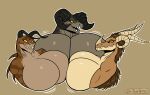  2025 2_horns 6_horns anthro back_spikes big_breasts breast_focus breasts brown_background brown_body brown_hair brown_scales curved_horn deathclaw digital_media_(artwork) eyelashes facial_horn fallout fan_character fangs featureless_breasts female grey_body grey_scales group hair hi_res horn huge_breasts johndrawfatties looking_at_viewer lucy_the_deathclaw microsoft multi_horn multicolored_body non-mammal_breasts nose_horn open_mouth open_smile outline pupils reptile scales scalie sharp_teeth signature simple_background simple_eyes slit_pupils smile spikes spikes_(anatomy) striped_horn stripes tan_body teeth trio two_tone_body white_outline yellow_eyes 