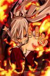  bad_id bad_pixiv_id cigarette fire foreshortening fujiwara_no_mokou grin hands kazeharu smile smoking solo touhou 