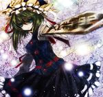  duca flower foreshortening green_eyes green_hair hat rod_of_remorse shiki_eiki solo touhou 