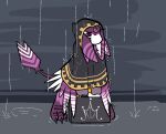 ambiguous_gender avali clothing cloud cloudy_sky coluber_corporation hood hooded lifting_object poncho raindrop raining sky solo struggling struggling_to_lift suitcase trout_(artist) wet