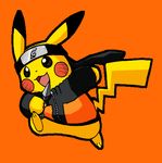  cosplay forehead_protector gen_1_pokemon konohagakure_symbol kunai lowres naruto naruto_(series) no_humans pikachu pokachuu pokemon pokemon_(creature) solo uzumaki_naruto uzumaki_naruto_(cosplay) weapon 