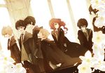  6+boys black_hair flower glasses green_eyes harry_potter james_potter lily_evans multiple_boys peter_pettigrew red_hair regulus_arcturus_black remus_john_lupin school_uniform severus_snape sirius_black smile sweater_vest tokiwa-hazy 