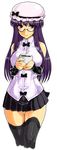  bespectacled breasts glasses hat large_breasts long_hair namidame patchouli_knowledge purple_eyes purple_hair skirt solo thighhighs touhou zettai_ryouiki 