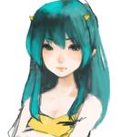  face green_hair horns lips long_hair lum mo-mantai simple_background solo urusei_yatsura 