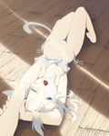  animal_ears armpits barefoot blue_eyes cat_ears foreshortening grey_hair hands lying majima_yuki navel on_back on_floor open_mouth original panties side-tie_panties solo stretch sunlight underwear underwear_only upside-down white_panties wince wooden_floor yawning 