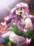  bad_id bad_pixiv_id bug butterfly copyright_request flower green_eyes insect light long_hair purple_hair sakura_(lilak_a) solo 