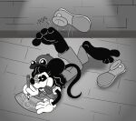 barefoot big_feet buckteeth feet female foot_fetish foot_focus humanoid_feet kicking_legs lying mammal mepwep monochrome mouse mouse:_p.i._for_hire murid murine on_front plantigrade rodent rubberhose shoe_removal shoes_removed soles solo tammy_tumbler teeth toes toony