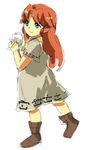  blue_eyes brown_hair dress long_hair malon muse_(rainforest) pointy_ears solo the_legend_of_zelda the_legend_of_zelda:_ocarina_of_time younger 