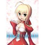  ahoge blonde_hair breasts fate/extra fate/stay_night fate_(series) green_eyes medium_breasts nero_claudius_(fate) nero_claudius_(fate)_(all) solo 