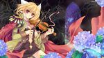  animal_ears blonde_hair epaulettes flower hydrangea instrument jacket original pink_eyes riv short_hair solo violin 