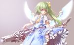  beam_rifle blue_eyes daiyousei energy_gun green_hair gun sachito side_ponytail solo touhou weapon wings 