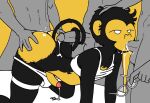  bodily_fluids clothed clothing cum cum_dripping_from_penis cum_in_ass cum_in_mouth cum_inside eyewear fake_foxy femboy genital_fluids glasses haplorhine male male/male mammal monkey monkey_papas partially_clothed primate shirt tank_top topwear underwear underwear_down 