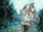  1girl dress ef_(artist) faize_scheifa_beleth flower forest long_hair lymle_lemuri_phi nature outstretched_hand pantyhose petals star_ocean star_ocean_the_last_hope twintails very_long_hair wallpaper 