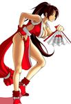  breasts cleavage fatal_fury highres large_breasts long_hair pelvic_curtain pleasure-treasure ponytail shiranui_mai solo the_king_of_fighters very_long_hair 