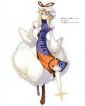  absurdres blonde_hair blue_eyes boots closed_umbrella colored_eyelashes eyelashes highres planted_umbrella scan shingo_(missing_link) short_hair solo touhou umbrella yakumo_yukari 