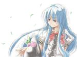  blue_hair hat hat_removed headwear_removed hinanawi_tenshi long_hair okome_(kome_kuma) sketch smile solo touhou 