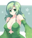  breasts cleavage detached_sleeves final_fantasy final_fantasy_iv green_eyes green_hair large_breasts mayachi_(amuriya) older rydia smile solo star 
