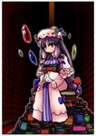  book crystal eruichi_(redphantom) hat highres library long_hair patchouli_knowledge purple_eyes purple_hair solo touhou voile 